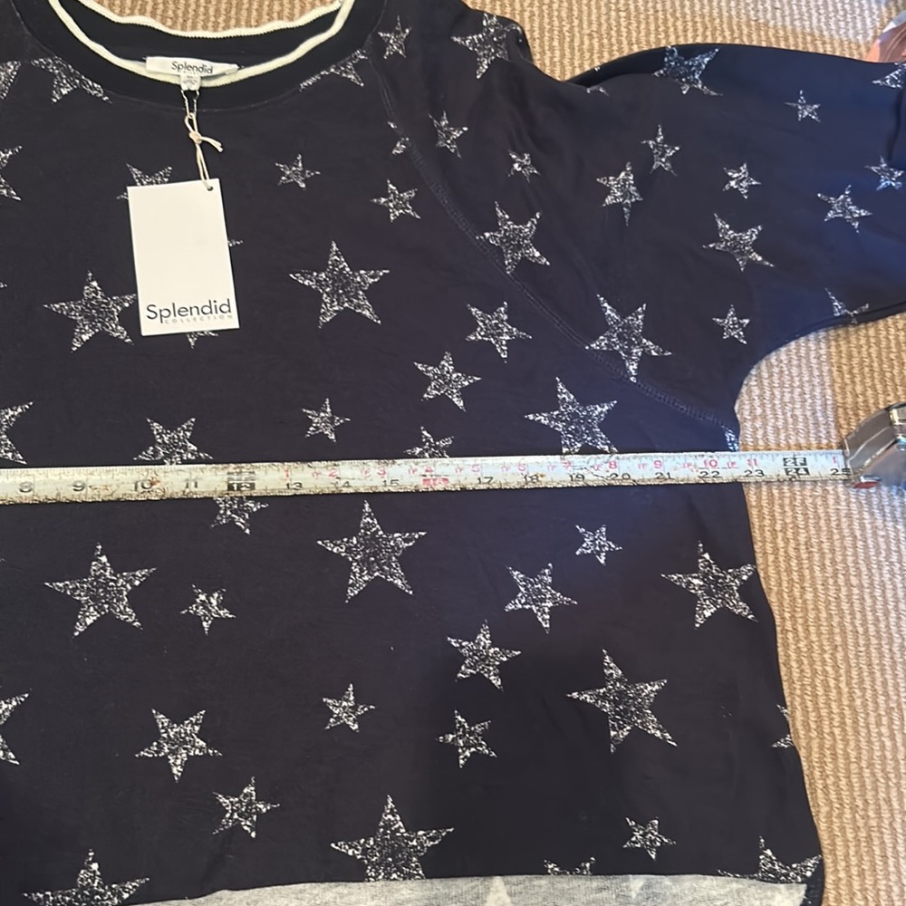 NWT SPLENDID heritage terry navy and white Star Patterned top size medium - Picture 8 of 11